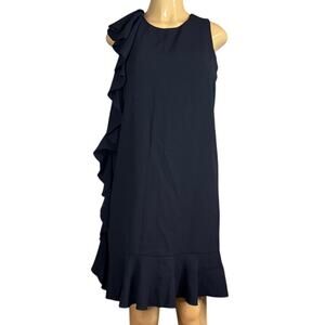 Maggy London Cascading Ruffle Dress Sleeveless Black Size 12 NWT